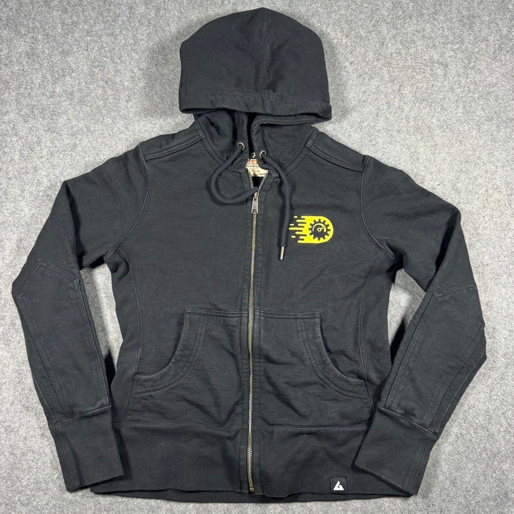 American‎ Giant Mens Full Zip Hoodie Black Graphic Logo Cotton Sweatshirt S Cog